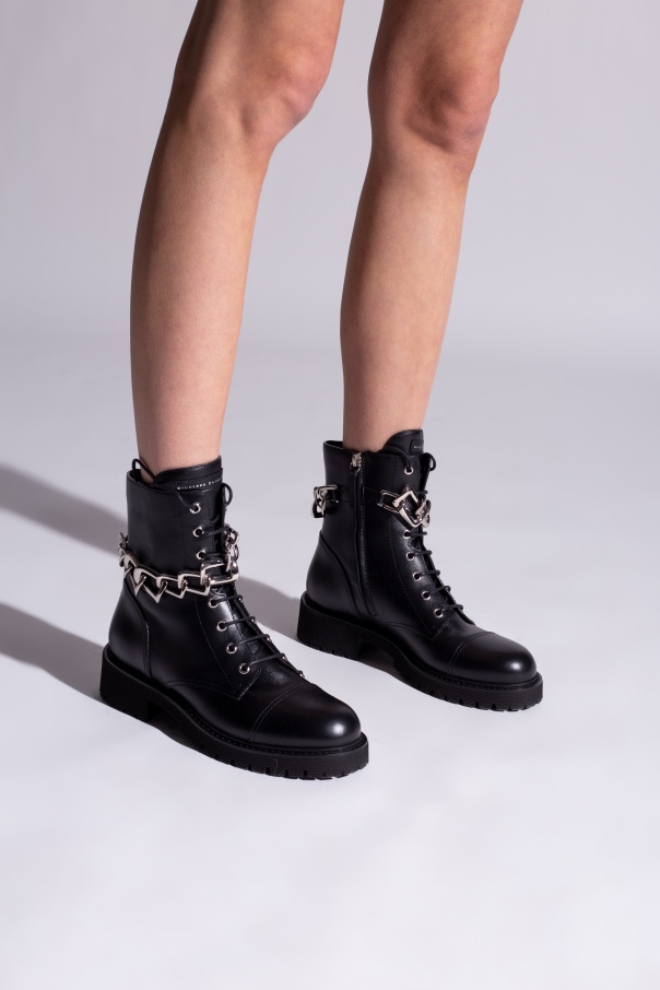 Womens Winter Waterproof Chelsea Boots Combat boots with chain